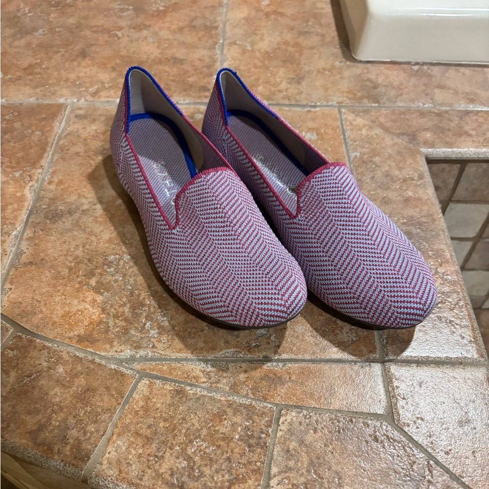 Rothy's Red and Blue Herringbone Flats